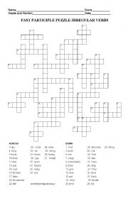 English Worksheet: PAST PARTICIPLE-IRREGULAR VERBS PUZZLE