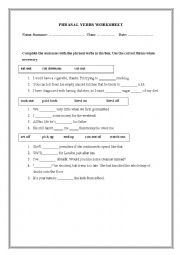 Phrasal Verbs Worksheet (New English File Intermediate)