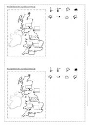 English Worksheet: Whats the weather like -audio vocabulary and activities