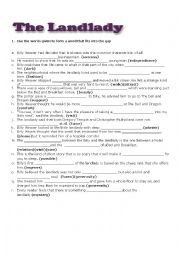 English Worksheet: Word Formation: The Landlady  