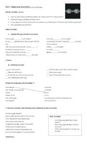 English Worksheet: Do I wanna know? Arctic Monkeys - INDIRECT QUESTIONS