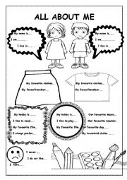 Back to school. ALL ABOUT ME- profile.  2 PAGES