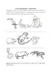 English Worksheet: In the Jungle - Jungle Animals