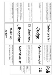 English Worksheet: matching game (professions)