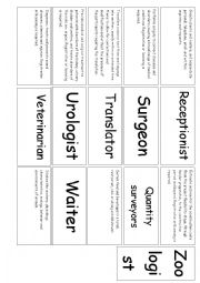 English Worksheet: matching game (professions) second part