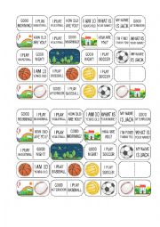 English Worksheet: Sports and Greetings Dominoes