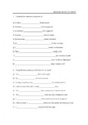 English Worksheet: Have to / Must