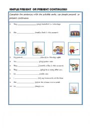 English Worksheet: Simple Present & Present Continuous