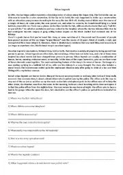 English Worksheet: Urban Legends - Reading Comprehension 