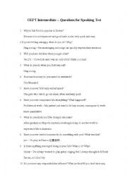 English Worksheet: GEPT Intermediate Questions