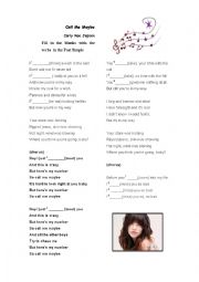 English Worksheet: Call Me Maybe - song about past simple