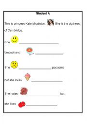 English Worksheet: Likes and dislikes - food