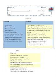 English Worksheet: oral activity