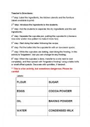 English Worksheet: Chocolate Cupcake - Cooking Class