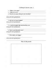 English Worksheet: Getting to know you