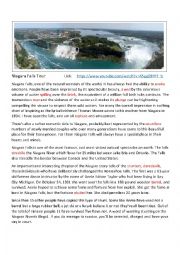 English Worksheet: Niagara Falls Tour