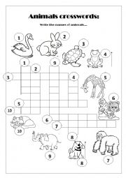 English Worksheet: Animals crosswords 
