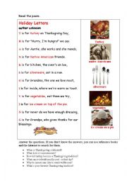 English Worksheet: HOLIDAY LETTERS (a poem plus a word building task)