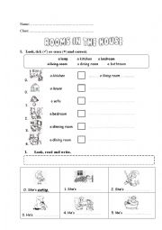 English Worksheet: Rooms and actions worksheet