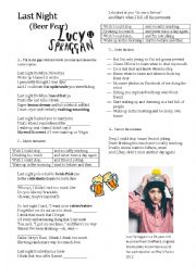 English Worksheet: Song - Last Night by Lucy Spraggan