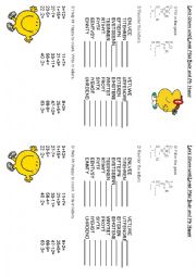 English Worksheet: Lets count with Little miss busy and Mr happy