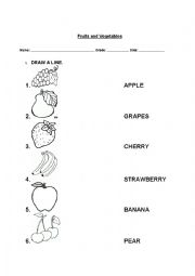 English Worksheet: Fruits and Vegetables