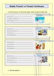 English Worksheet: Present Simple vs Present Con tinuous