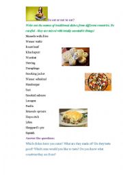 English Worksheet: Dishes from different countries. To eat or not to eat?