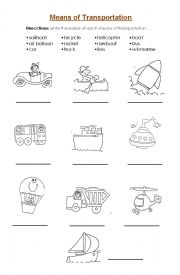 English Worksheet: Means of Transportation