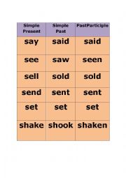 English Worksheet:  PART 4 PAST PARTICIPLES CARDS