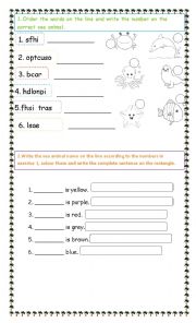 English Worksheet: Sea animals