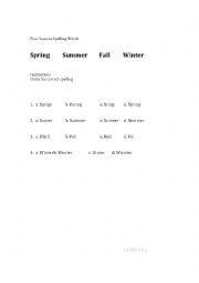 English Worksheet: Four Season Spelling Words