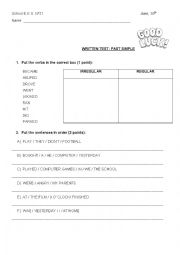 English Worksheet: past simple- test