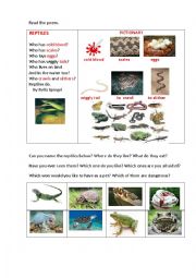 English Worksheet: REPTILES ( a riddle-poem)