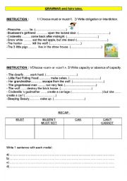 English Worksheet:  modals and fairy tales
