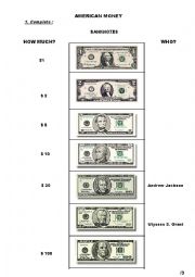 English Worksheet: American money test