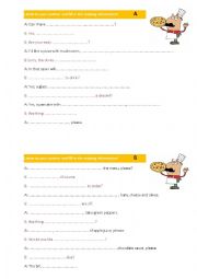 English Worksheet: Partner dictation: At a restaurant