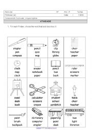 English Worksheet: School objects