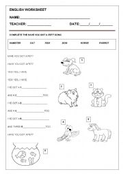 English Worksheet: Have you got a pet?