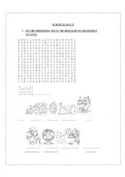 English Worksheet: SCHOOL SUBJECTS