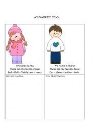 English Worksheet: Cut and paste worksheet: My favorite toys