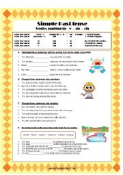 Simple Past Tense Verbs ending in y-sh-ch-x 