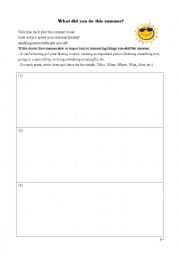 English Worksheet: Guided poem writing - What did you do this summer?