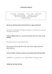 English Worksheet: Expressing opinion