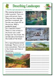 English Worksheet: Landscapes descriptions 