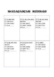 English Worksheet: Madagascar riddles