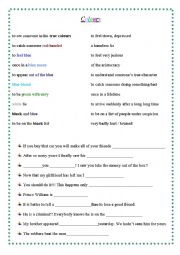 English Worksheet: Colour Phrases and Idioms