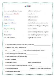 English Worksheet: Colour Phrases and Idioms