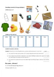 English Worksheet: Describing Materials and Things