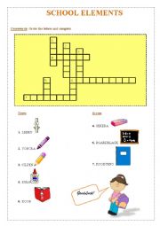 English Worksheet: School Elements- Crosswords